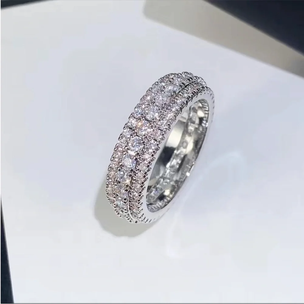 NEW LUXURY 925 Silver Luxurious Unisex Ring Fashion Diamond Ring - Picture 2 of 6